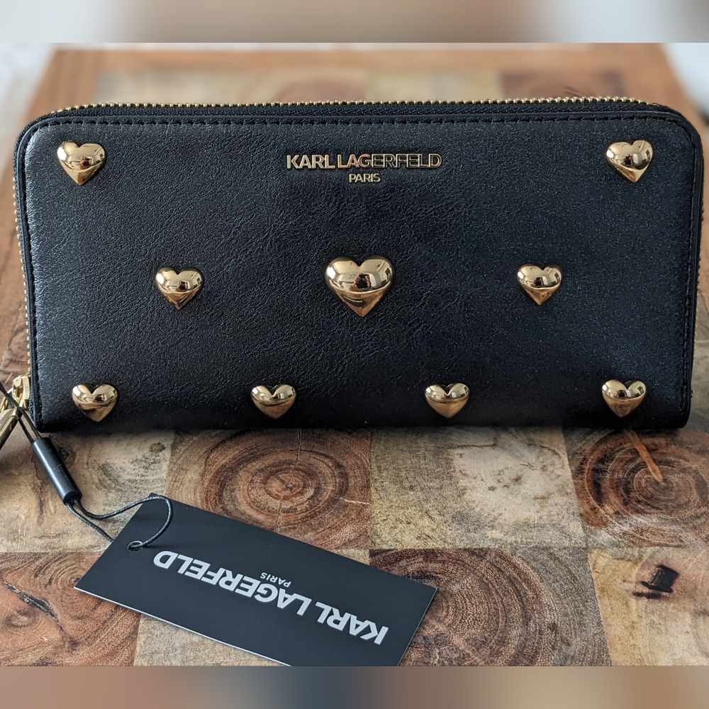 Karl Lagerfeld Raise Heart Zip Around Closure Continental Wallet Nwt ❤️